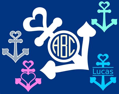 Love Anchor Svg File Svg Monogram Frames Nautical Clipart Svg Anchor For Cricut And Silhouette