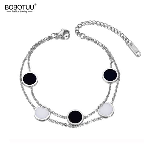 BOBOTUU Pulsera De Doble Capa De Acero Inoxidable Para Mujer Brazalete