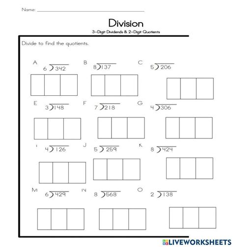 Box Method Division 1 Worksheet Live Worksheets Worksheets Library