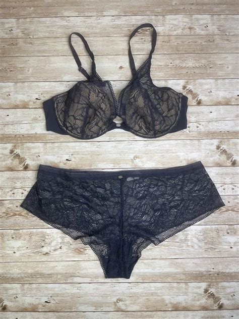 CALVIN KLEIN LINGERIE Set Bra Panty Dark Blue 32 16 PicClick UK