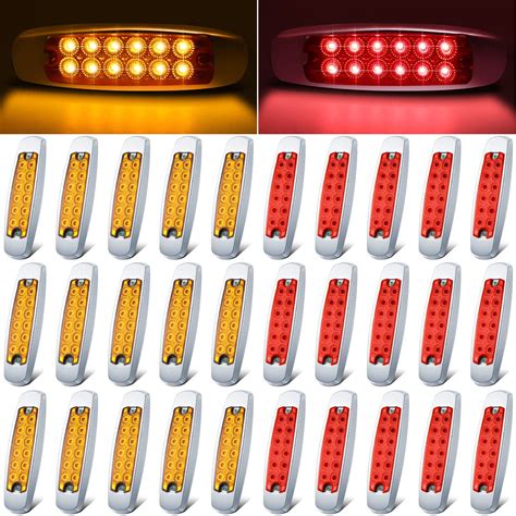 30 Pieces Led Side Marker Indicator Lights Lamp Front Rear Tail Lamp Amber And Red Led Side