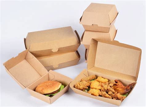 2 Sizes Kraft Paper Burger Box Burger Takeaway Box Thickness 250gsm