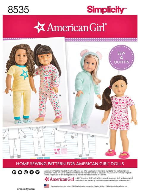 American Girl Doll Clothes Pattern 18 Inch Doll Pajamas Etsy