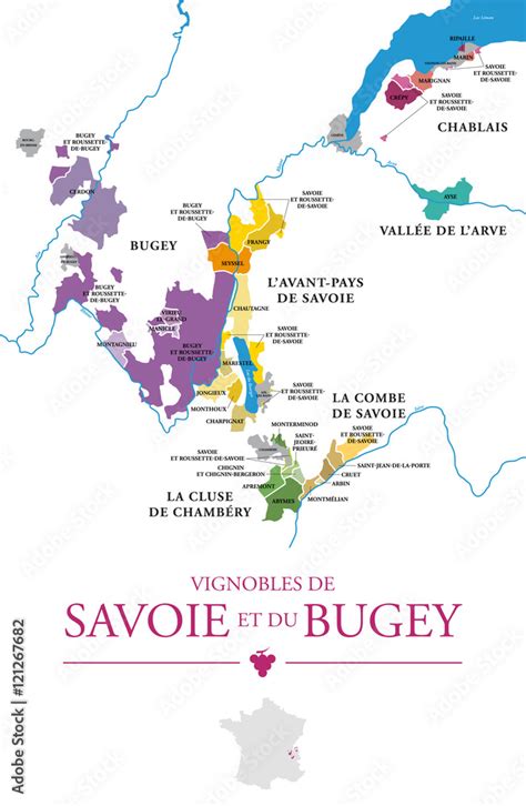 Carte Du Vignoble De Savoie Et Du Bugey Stock Vector Adobe Stock