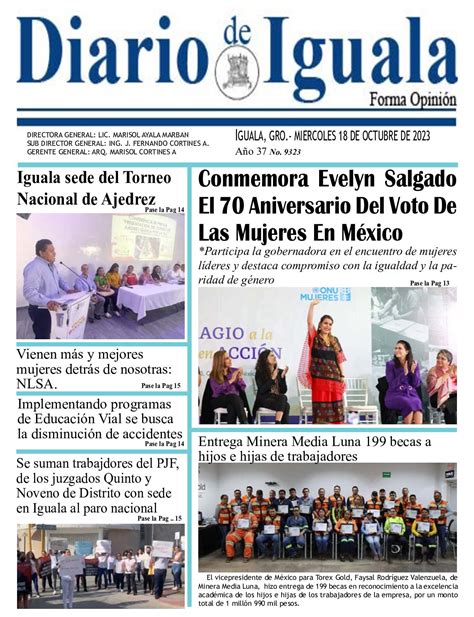 Calaméo Miercoles 18 De Octubre Del 2023 Diario De Iguala