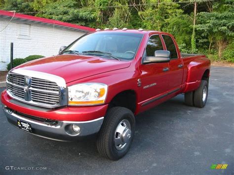 2006 Inferno Red Crystal Pearl Dodge Ram 3500 Slt Quad Cab 4x4 Dually