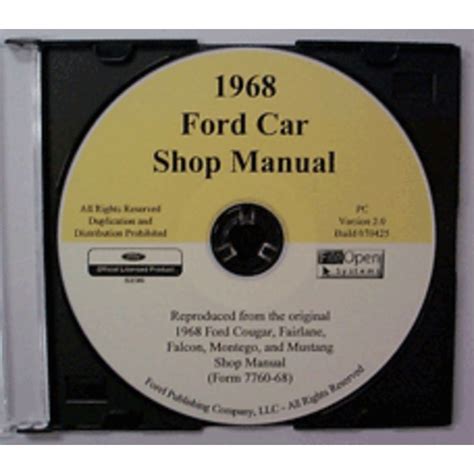 Johns Mustang 1968 Mustang Shop Manuals Cdrom