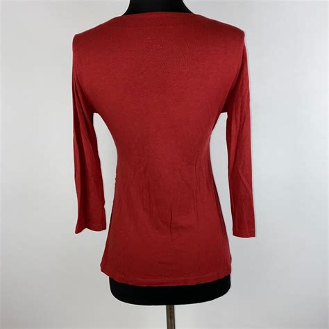 Soft Surroundings Womens Xs Red Shapely Surplice Faux Wrap Top Sleeves