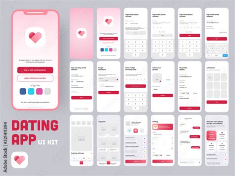 Dating App Ui Kit For Responsive Mobile App Or Website With Different