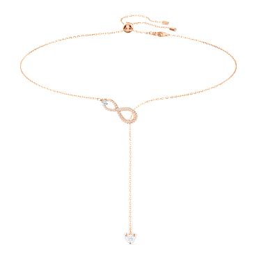 Hyperbola Y Necklace Infinity White Rose Gold Tone Plated Swarovski