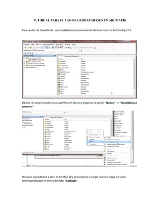 Manual De Usuario Uso De Geodatabase En ArcCalog Y ArcMap 10 PDF