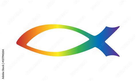 Fisch Symbol Christliches Motiv In Regenbogenfarben Stock Vector