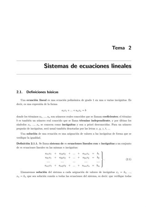 Pdf Tema Sistemas De Ecuaciones Lineales Uco Es Tema Sistemas