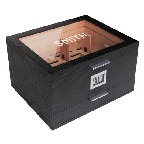 Buy CASE ELEGANCE Monogrammed Glass Top Humidor With Thick Cedar Easy