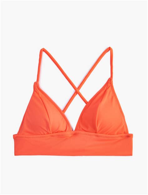 Kırmızı Kadın Bikini Üstü Bralet Çapraz Askılı Kaplı SAK BM Koton