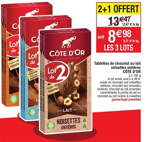 Promo Tablettes De Chocolat Au Lait Noisettes Enti Res Chez Cora