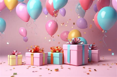 Colorful Balloons Background D Rendering Celebratory Pink Background