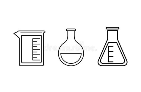 Scientific Chemistry Laboratory Containers Icons Stock Vector