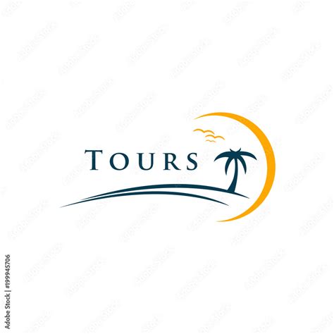 Summer Travel And Tour Agency Vector Logo Design Beach Sea Sunset