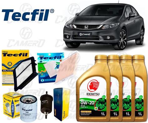 Kit Troca De Óleo 0w20 e Filtros Honda Civic 2 0 2015 2016 TECFIL