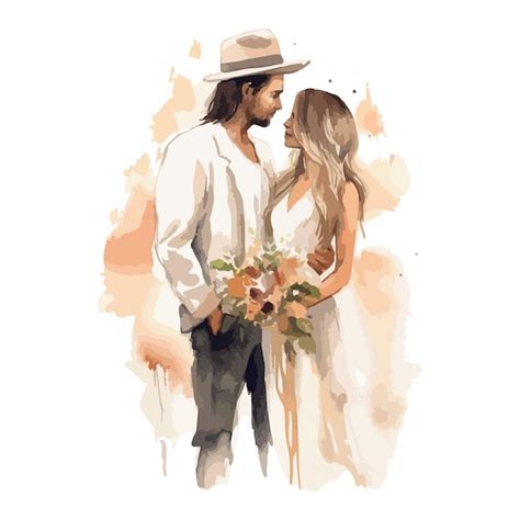 Boho casamento casal romântico flores clipart cores bege aquarela