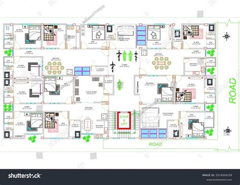 architectural floor plan autocad  drawing stock illustration