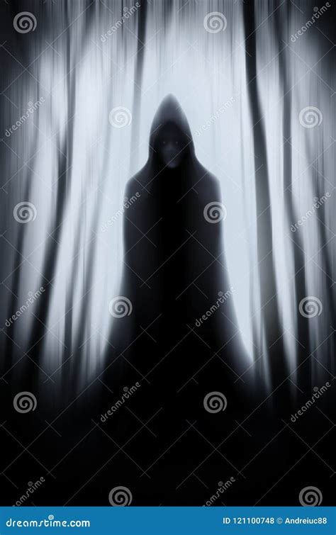 Ghost Silhouette In Haunted Forest On Halloween Stock Photo Image Of