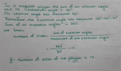 Find The Number Of Sides Of A Regular Polygon Whose Each Interior Angle