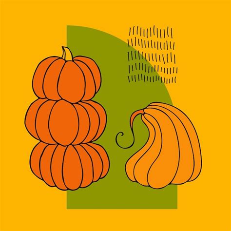 Lindo otoño vector ilustración dibujado a mano calabazas Vector Premium