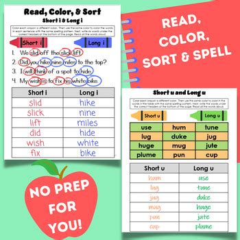 Phonics Sorts Activities For Reading Spelling Long Short Vowels