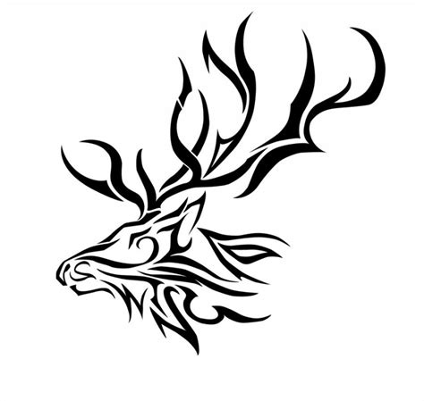 Sweet Tribal Deer Head In Profile Tattoo Design By Dynasthai Tattooimages