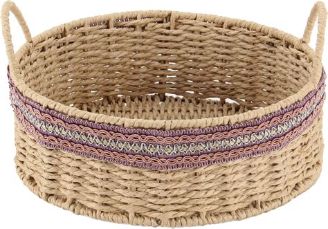 Amazon YAHUAN Woven Paper Rope Basket Round Storage Basket Small