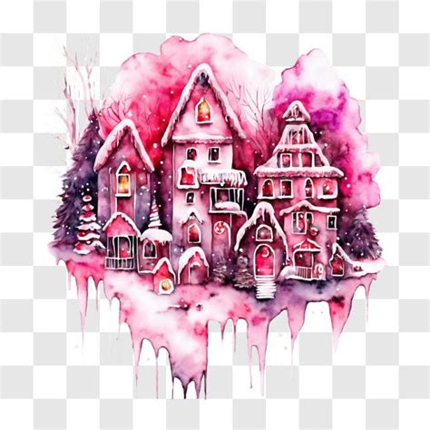 T L Charger Peinture Aquarelle D Un Village D Hiver Pngs En Ligne