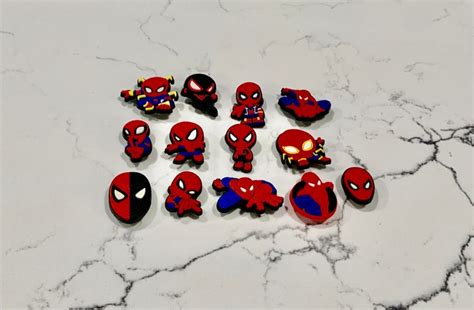 Spiderman Jibbitz 13 Piece Set Spiderman Themed Croc Etsy