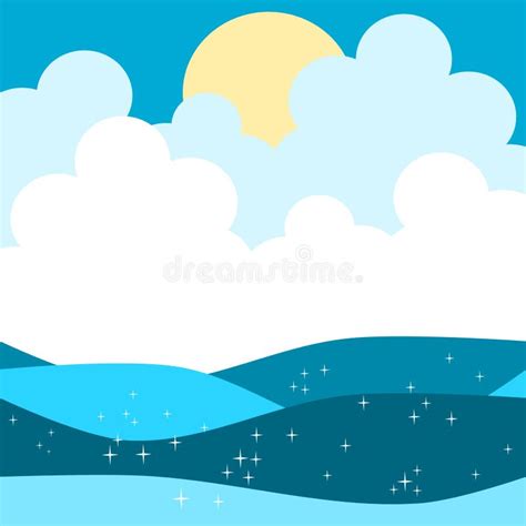 Fundo Dos Desenhos Animados Da Paisagem Do Mar Ilustração Stock