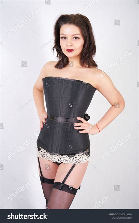 Sexy Brunette Garter Belt Stockings Corset Stock Photo Shutterstock