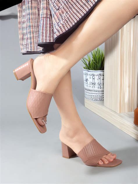 Buy Mast Harbour Nude Coloured Textured Open Toe Block Heels Heels For Women 29993454 Myntra