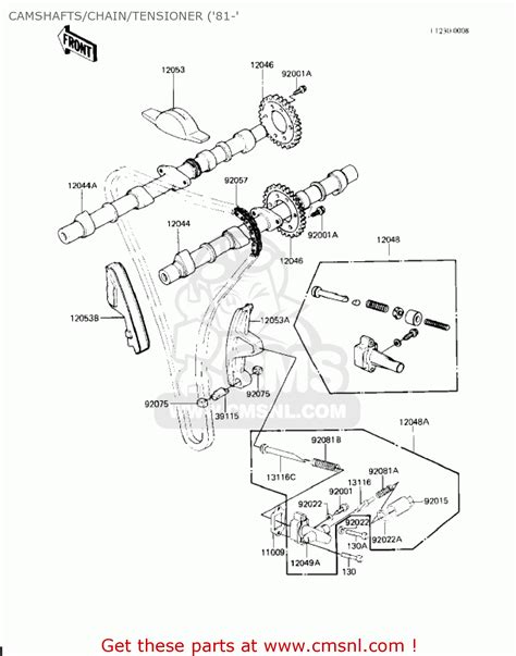 Kawasaki KZ750H3 1982 USA CANADA LTD CAMSHAFTS CHAIN TENSIONER 81