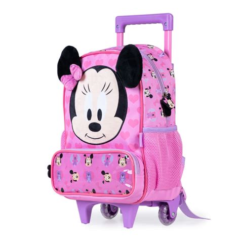 Mochila Escolar Feminina Rodinhas Minnie Baby Rosa Bagaggio