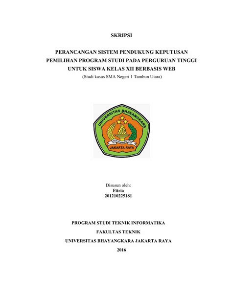 Pdf Skripsi Perancangan Sistem Pendukung Keputusan Skripsi