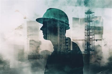 Premium AI Image | Building construction enginer building industry concept double exposure of ...