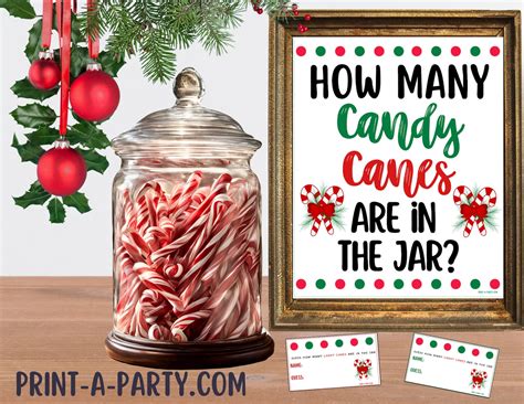 Christmas Candy Canes Guessing Game How Many Candy Canes In Jar Holiday Party Game Christmas