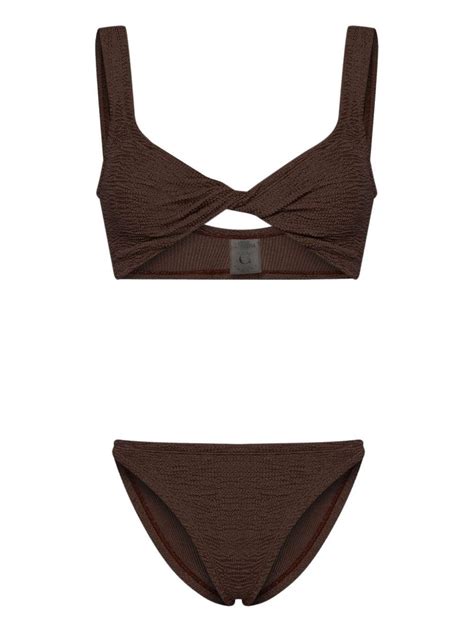 Hunza G Juno Crinkled Bikini Set In Brown Lyst