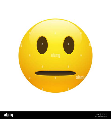 Vector Emoji yellow neutral face with opened eyes and mouth on white ...