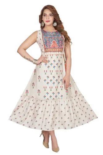 Party Wear Anarkali Ladies Designer Long Kurtis Size M L Xl Xxl Wash