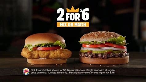 Burger King 2 For 6 Tv Commercial Mix Or Match Sandwiches Ispottv