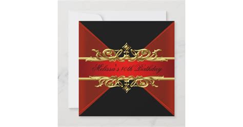 Red Gold On Black 40th Birthday Party Invitation Zazzle