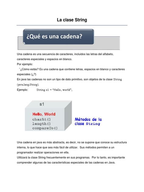 La Clase String Pdf Cadena Informática Java Lenguaje De