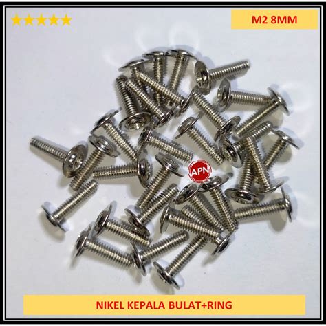 Jual BAUT SCREW M2 8MM NIKEL KEPALA BULAT RING GABUNG Shopee