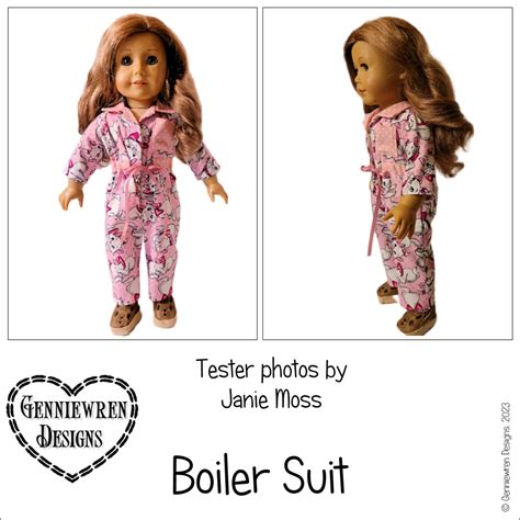 Genniewren Designs Boiler Suit Doll Clothes Pattern 18 Inch American Girl Dolls